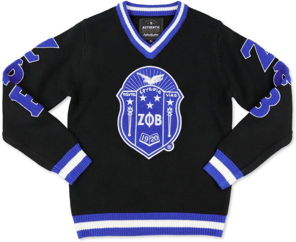 Big Boy Zeta Phi Beta Divine 9 S5 V-Neck Sweater [Black]