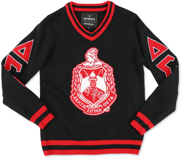 Big Boy Delta Sigma Theta Divine 9 S5 V-Neck Sweater [Black]
