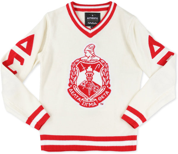 Big Boy Delta Sigma Theta Divine 9 S5 V-Neck Sweater [Ivory White]