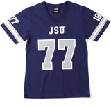 Big Boy Jackson State Tigers S2 Womens Football Jersey Tee [Navy Blue]