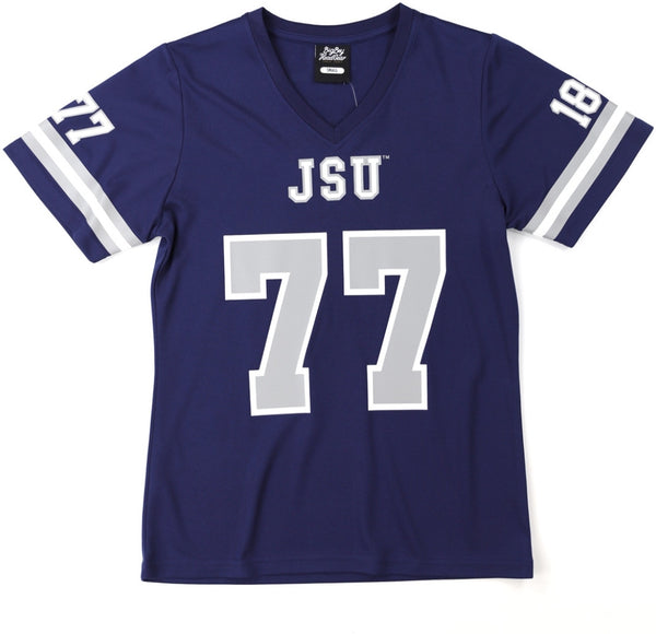 Big Boy Jackson State Tigers S2 Womens Football Jersey Tee [Navy Blue]