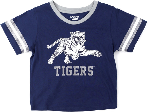 Big Boy Jackson State Tigers S6 State Womens Cropped Tee [Navy Blue]