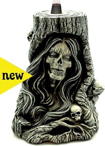 Reaper-In-Log Backflow Incense Cone Burner [Multi-Colored]