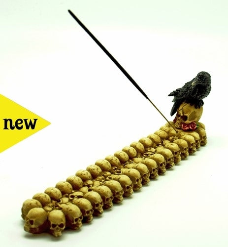 Raven With Skulls Incense Boat Burner [Multi-Colored]