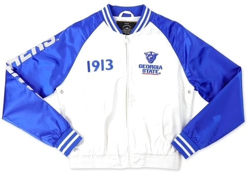 Big Boy Georgia State Panthers S6 Womens Satin Sequins Jacket [White]