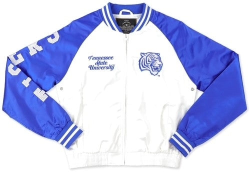 Big Boy Tennessee State Tigers S6 Womens Satin Sequins Jacket [White]