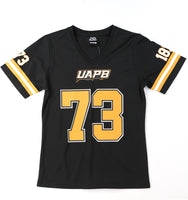 Big Boy Arkansas At Pine Bluff Golden Lions S2 Womens Football Jersey Tee [Black]