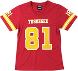 Big Boy Tuskegee Golden Tigers S2 Womens Football Jersey Tee [Crimson Red]