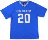 Big Boy Zeta Phi Beta Divine 9 S1 Oversized Chenille Football Jersey Tee [Royal Blue]