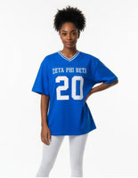 Big Boy Zeta Phi Beta Divine 9 S1 Oversized Chenille Football Jersey Tee [Royal Blue]