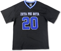 Big Boy Zeta Phi Beta Divine 9 S1 Oversized Chenille Football Jersey Tee [Black]
