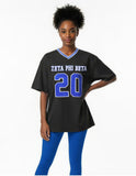 Big Boy Zeta Phi Beta Divine 9 S1 Oversized Chenille Football Jersey Tee [Black]