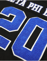 Big Boy Zeta Phi Beta Divine 9 S1 Oversized Chenille Football Jersey Tee [Black]