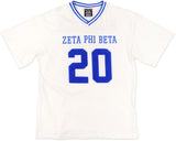 Big Boy Zeta Phi Beta Divine 9 S1 Oversized Chenille Football Jersey Tee [Ivory White]