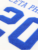 Big Boy Zeta Phi Beta Divine 9 S1 Oversized Chenille Football Jersey Tee [Ivory White]