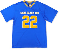 Big Boy Sigma Gamma Rho Divine 9 S1 Oversized Chenille Football Jersey Tee [Royal Blue]