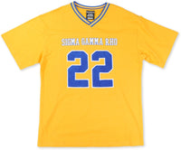 Big Boy Sigma Gamma Rho Divine 9 S1 Oversized Chenille Football Jersey Tee [Gold]