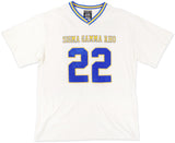 Big Boy Sigma Gamma Rho Divine 9 S1 Oversized Chenille Football Jersey Tee [Ivory White]