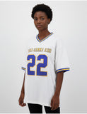 Big Boy Sigma Gamma Rho Divine 9 S1 Oversized Chenille Football Jersey Tee [Ivory White]