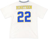Big Boy Sigma Gamma Rho Divine 9 S1 Oversized Chenille Football Jersey Tee [Ivory White]
