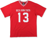 Big Boy Delta Sigma Theta Divine 9 S1 Oversized Chenille Football Jersey Tee [Red]