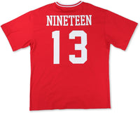 Big Boy Delta Sigma Theta Divine 9 S1 Oversized Chenille Football Jersey Tee [Red]