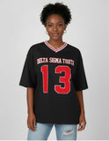 Big Boy Delta Sigma Theta Divine 9 S1 Oversized Chenille Football Jersey Tee [Black]
