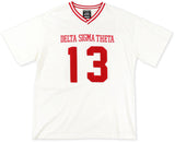 Big Boy Delta Sigma Theta Divine 9 S1 Oversized Chenille Football Jersey Tee [Ivory White]