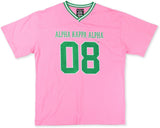 Big Boy Alpha Kappa Alpha Divine 9 S1 Oversized Chenille Football Jersey Tee [Pink]