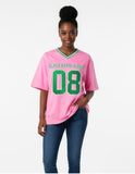 Big Boy Alpha Kappa Alpha Divine 9 S1 Oversized Chenille Football Jersey Tee [Pink]
