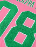 Big Boy Alpha Kappa Alpha Divine 9 S1 Oversized Chenille Football Jersey Tee [Pink]