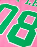Big Boy Alpha Kappa Alpha Divine 9 S1 Oversized Chenille Football Jersey Tee [Pink]