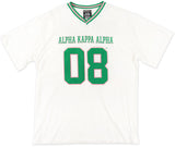 Big Boy Alpha Kappa Alpha Divine 9 S1 Oversized Chenille Football Jersey Tee [Ivory White]