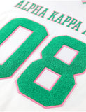 Big Boy Alpha Kappa Alpha Divine 9 S1 Oversized Chenille Football Jersey Tee [Ivory White]