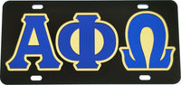 Alpha Phi Omega Outline Mirror Colored License Plate [Black/Blue/Gold]