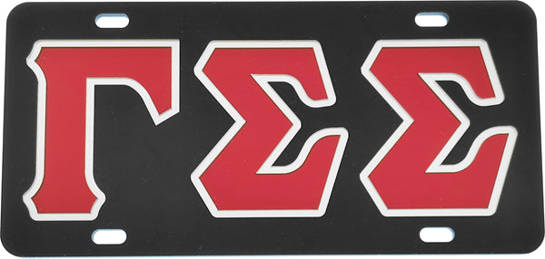 Gamma Sigma Sigma Outline Mirror Colored License Plate [Black/Red/Silver]