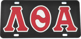 Lambda Theta Alpha Outline Mirror Colored License Plate [Black/Red/Silver]