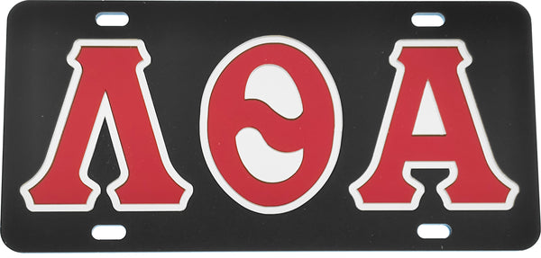 Lambda Theta Alpha Outline Mirror Colored License Plate [Black/Red/Silver]