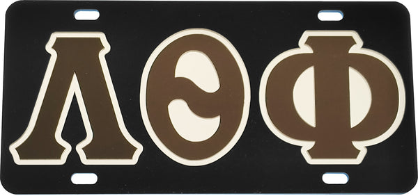 Lambda Theta Phi Outline Mirror Colored License Plate [Black/Brown/Tan]