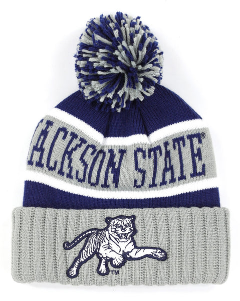 Big Boy Jackson State Tigers S256 Adult Beanie With Ball [Navy Blue]