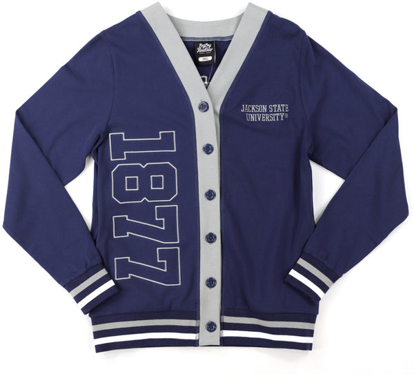 Big Boy Jackson State Tigers S12 Womens Cardigan [Navy Blue]