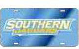 Southern Jaguars Acrylic License Plate Tag With Reflective Text Logo Decal [Blue]