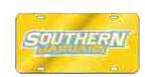Southern Jaguars Acrylic License Plate Tag With Reflective Text Logo Decal [Gold]