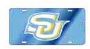 Southern Jaguars Acrylic License Plate Tag With Reflective Logo Decal [Blue]