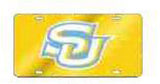 Southern Jaguars Acrylic License Plate Tag With Reflective Logo Decal [Gold]