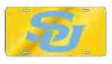 Southern Jaguars Logo Laser Cut Inlaid Mirror License Plate Tag [Gold]