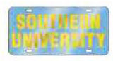 Southern University Text Laser Cut Inlaid Mirror License Plate Tag [Blue]