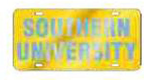Southern University Text Laser Cut Inlaid Mirror License Plate Tag [Gold]
