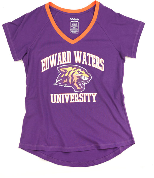 Big Boy Edward Waters Tigers S3 Womens V-Neck Tee [Purple]