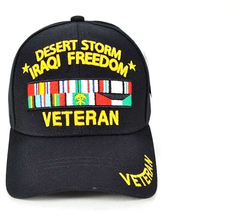 Desert Storm Iraqi Freedom Veteran Ribbons M343 Mens Cap [Black]
